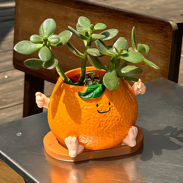 Cute Smiley Face Orange Pot
