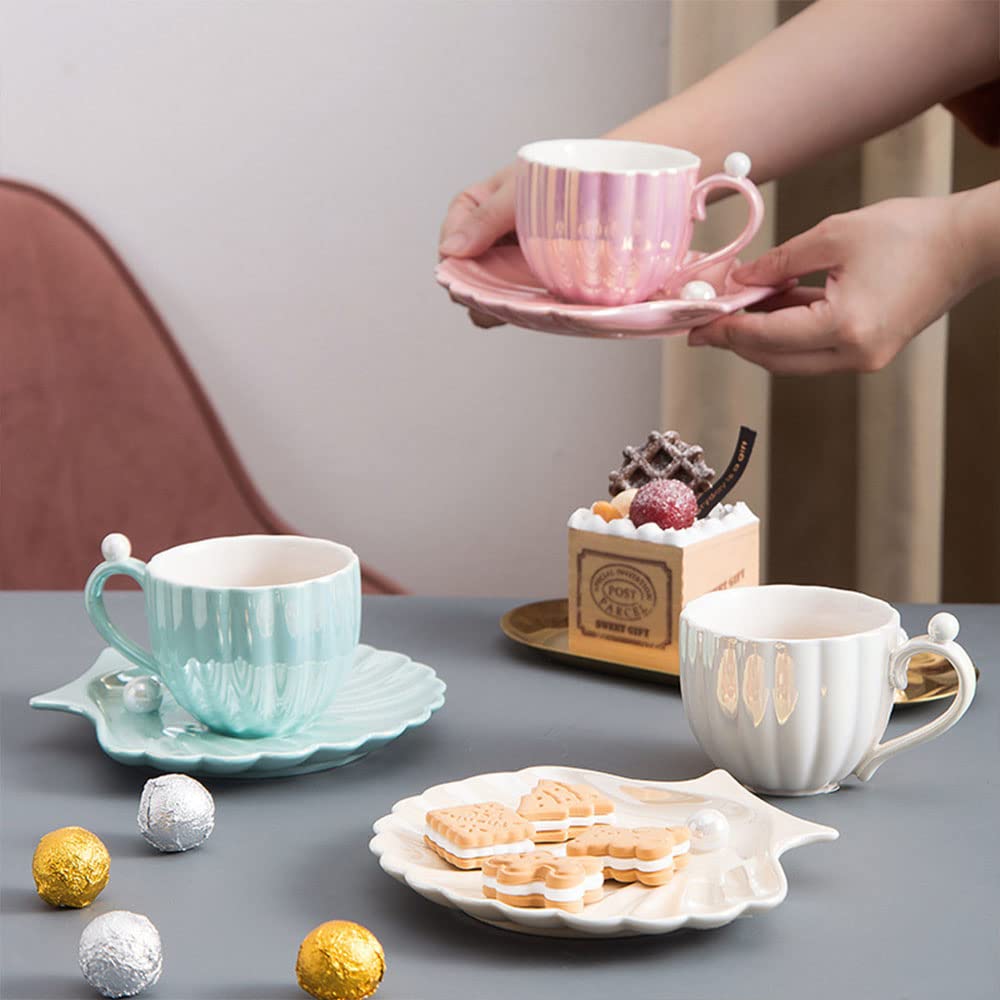 Pearl Glow Ceramic Cup & Saucer