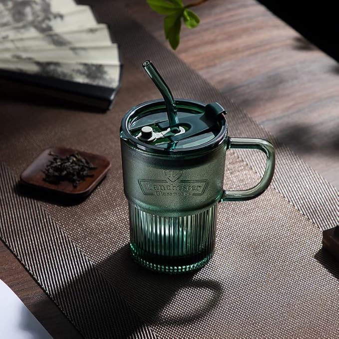 Green Frosted Tumblr With Straw