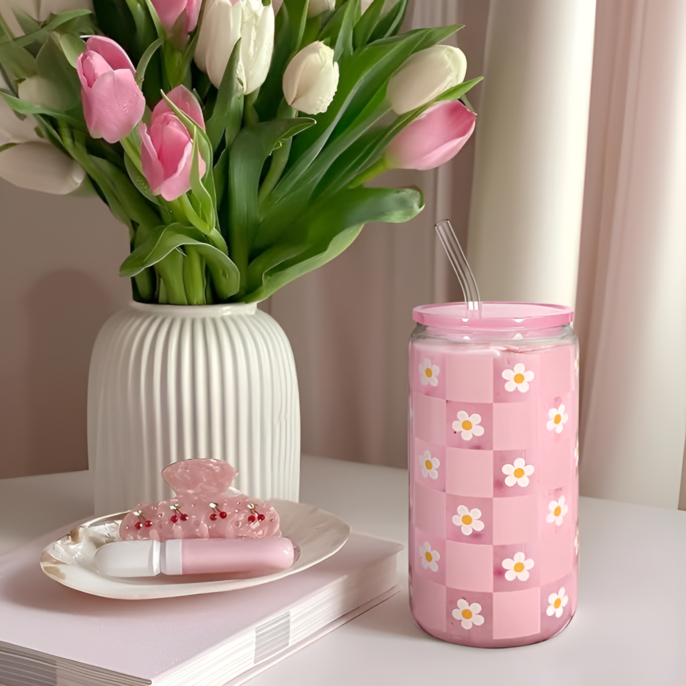 Floral Sipper Glass