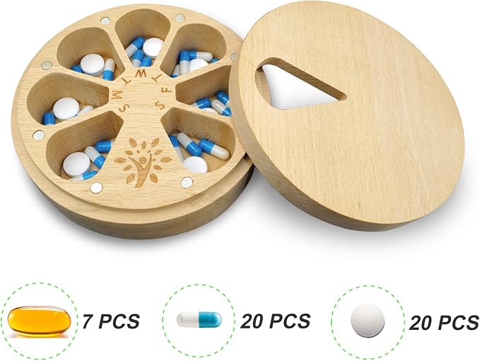 Wood Weekly Pill Organizer