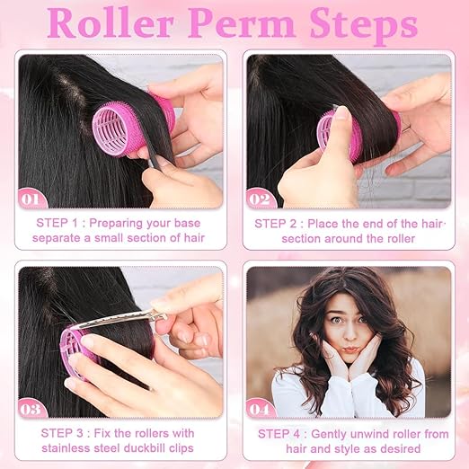 Hair Rollers & Hair Clips Set (12 pcs Curlers +12 PCs Hair Clips)