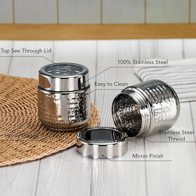 Steel Airtight Storage Jars (300 ml)