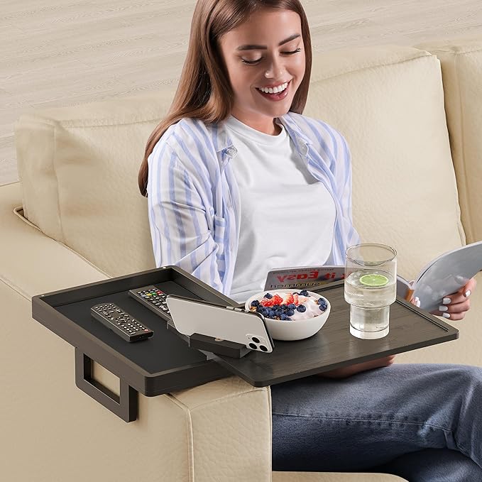 Sofa Arm Table with Storage Box