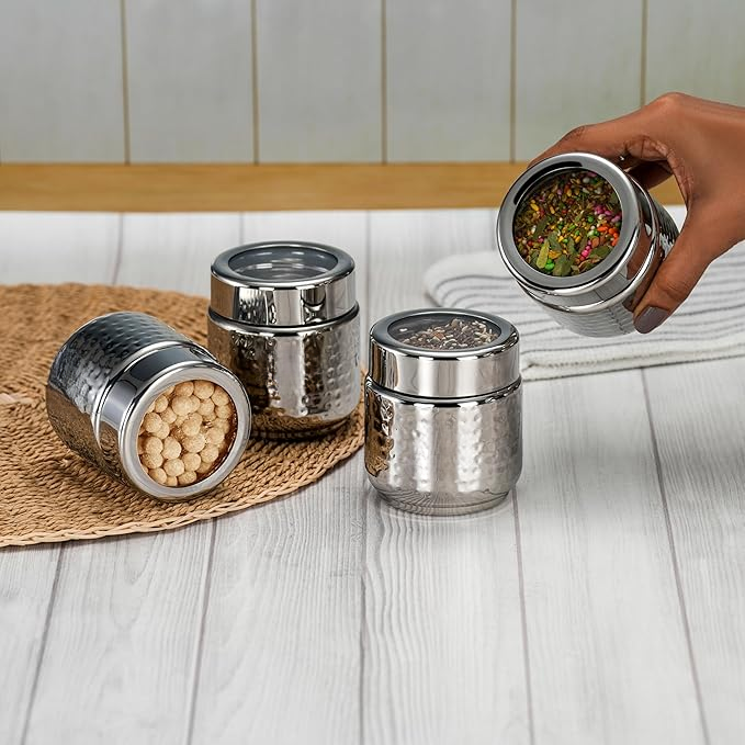 Steel Airtight Storage Jars (300 ml)