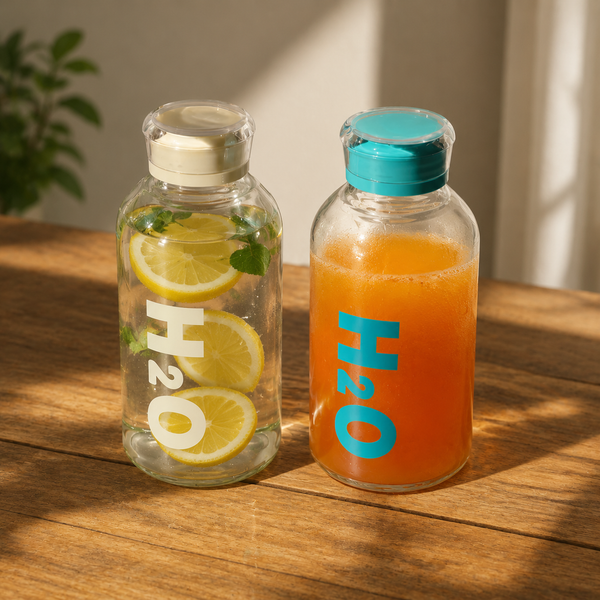 H₂O Glass Water Bottle