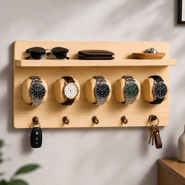 Wooden Watch & Key Organizer