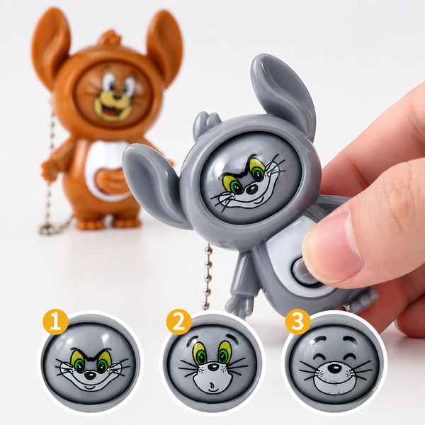 Tom & Jerry Face Rotating Keychain