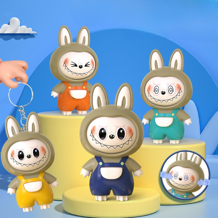 4-in-1 Face-Changing Labubu Keychain