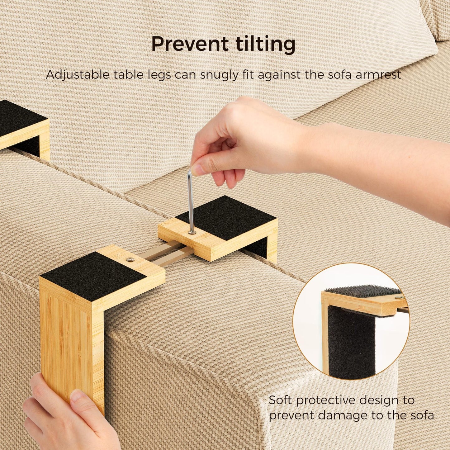 Sofa Arm Table with Storage Box