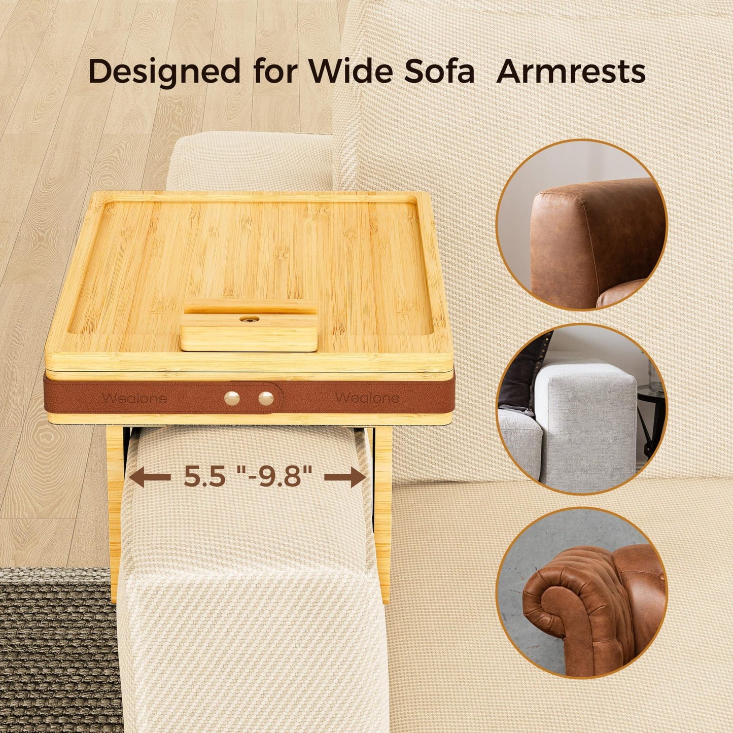 Sofa Arm Table with Storage Box