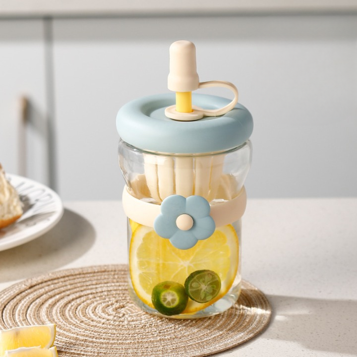 Flower Glass Sipper Bottle