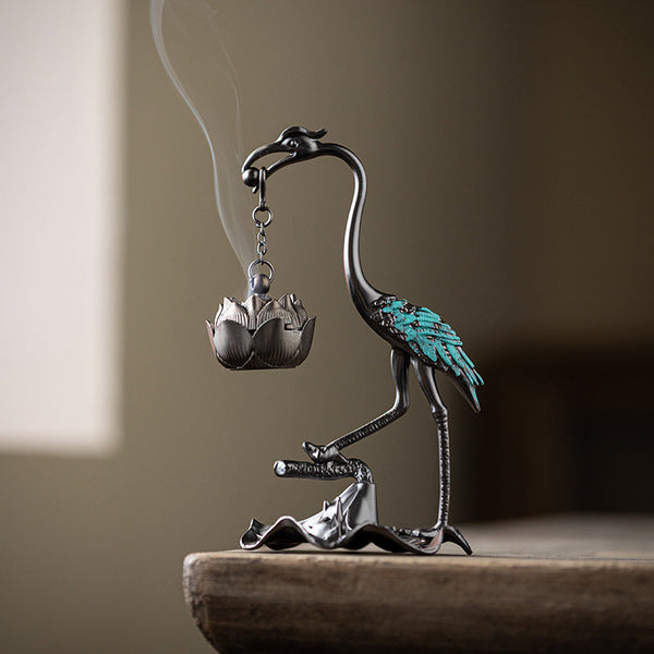 Crane Lotus Incense Holder