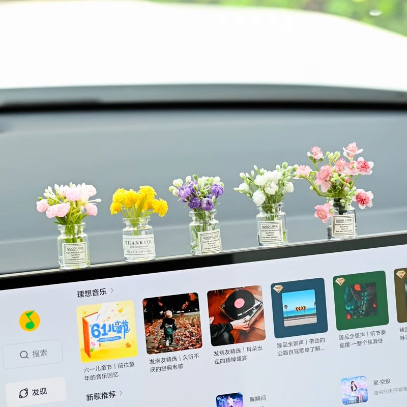 Car Dashboard Miniature Flowers