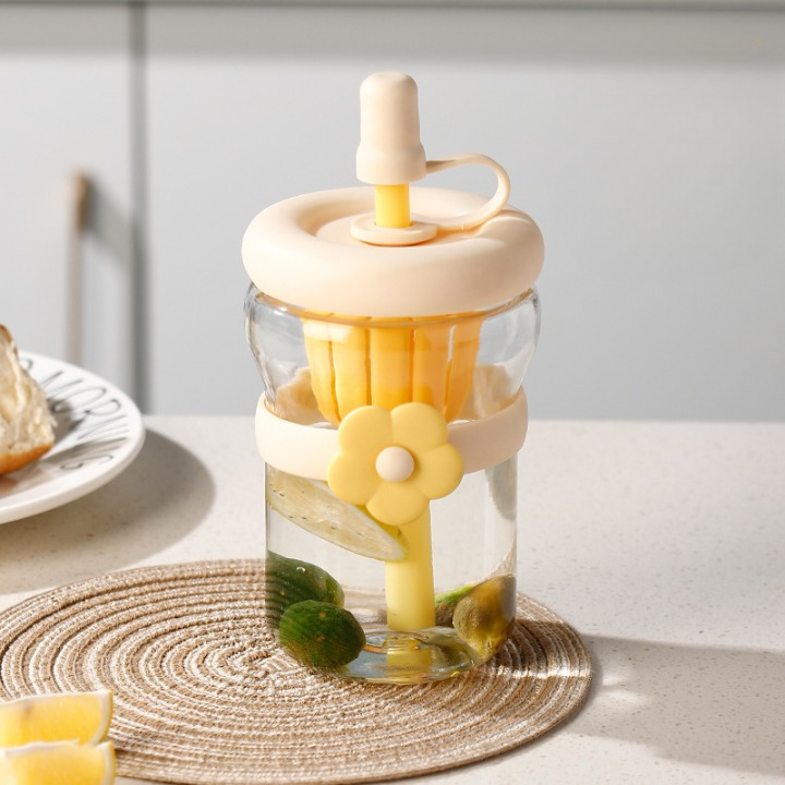 Flower Glass Sipper Bottle