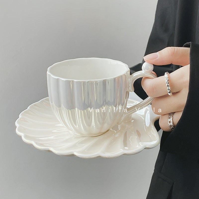 Pearl Glow Ceramic Cup & Saucer