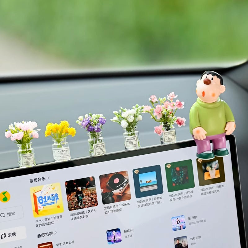 Car Dashboard Miniature Flowers