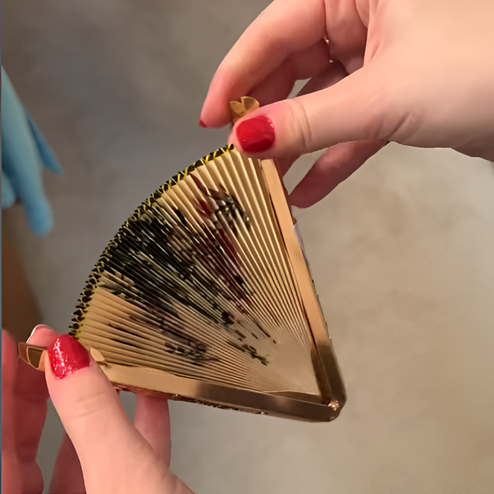 Golden Blossom Folding Fan