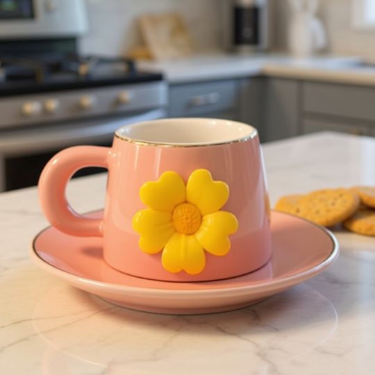 Floral Cup With Saucer