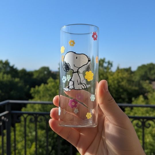 Snoopy Glass With Straw