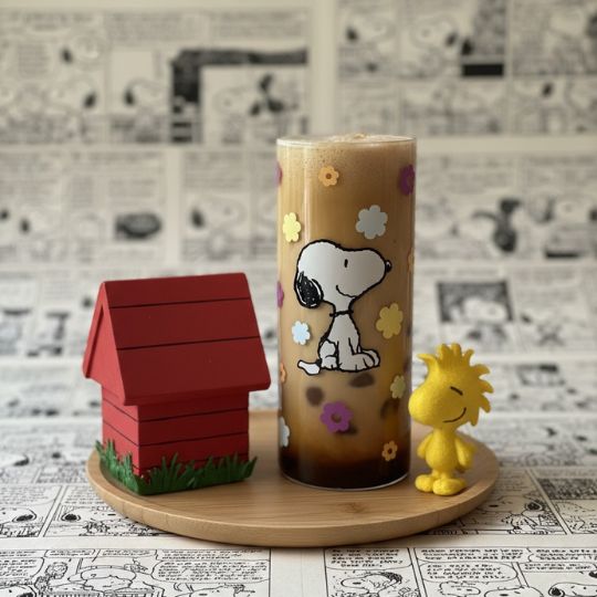 Snoopy Glass With Straw