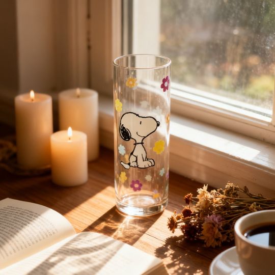 Snoopy Glass With Straw