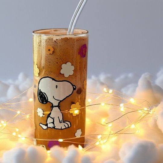 Snoopy Glass With Straw