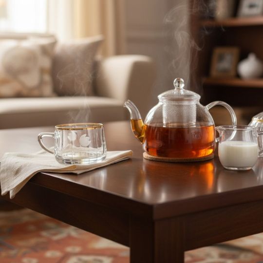 Gold-Rimmed Glass Teacup