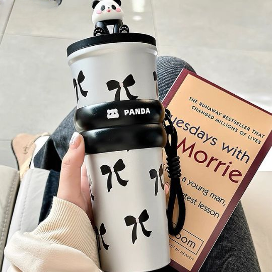 Panda Straw Water Bottle