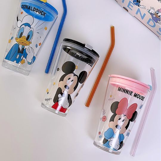 Mickey Mouse & Duck Glass Cup