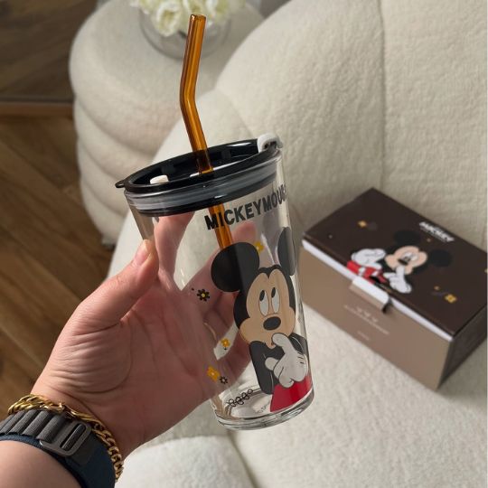 Mickey Mouse & Duck Glass Cup