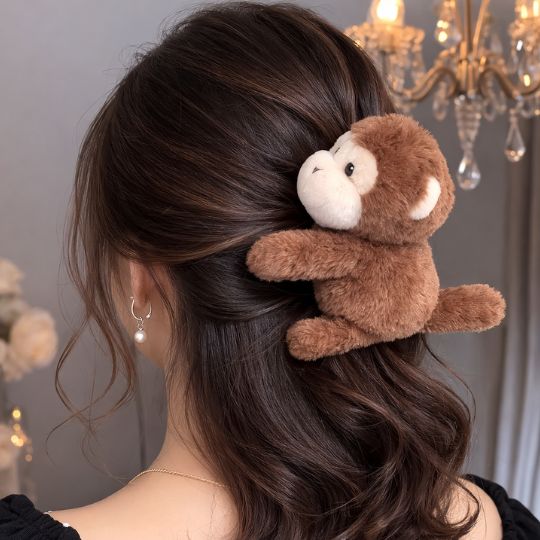 Plush Monkey Hair Clip