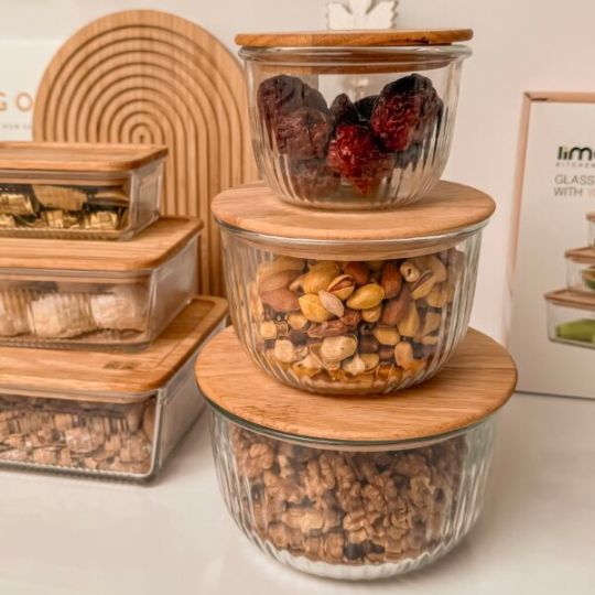 Round Container with Wood lid