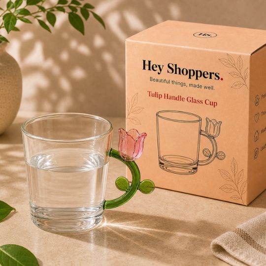 Tulip Handle Glass Cup