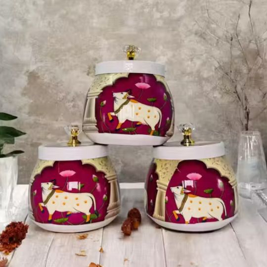 Pichwai Dry Fruit Jar Set
