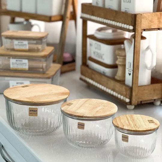 Round Container with Wood lid