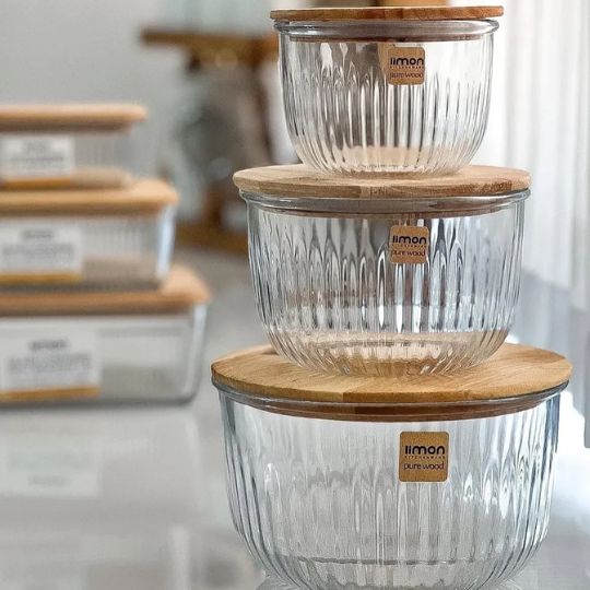 Round Container with Wood lid