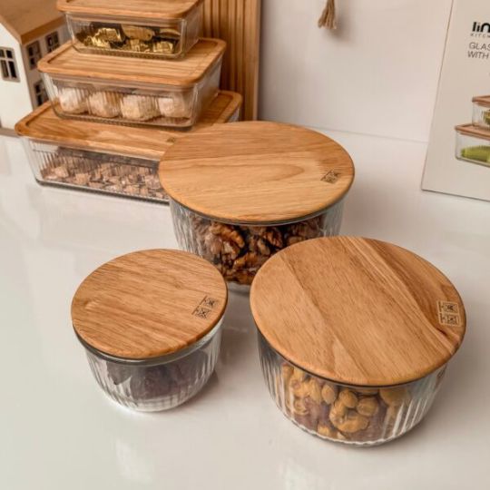 Round Container with Wood lid