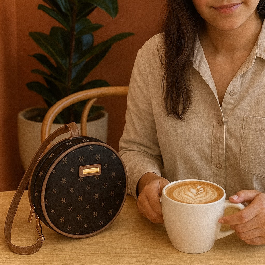 Round Floral Crossbody Bag