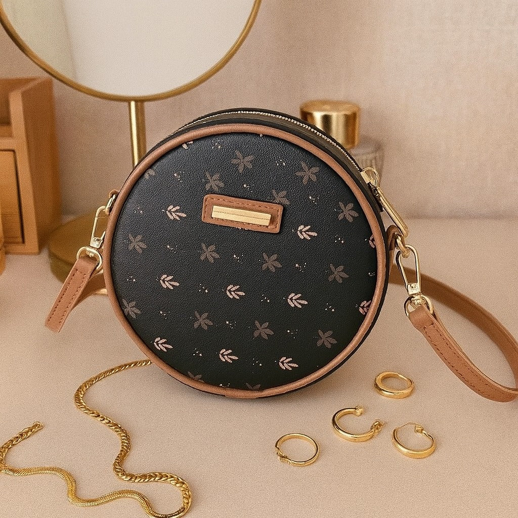 Round Floral Crossbody Bag