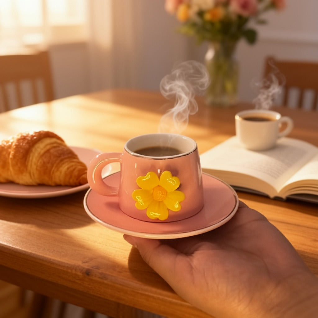 Floral Cup With Saucer