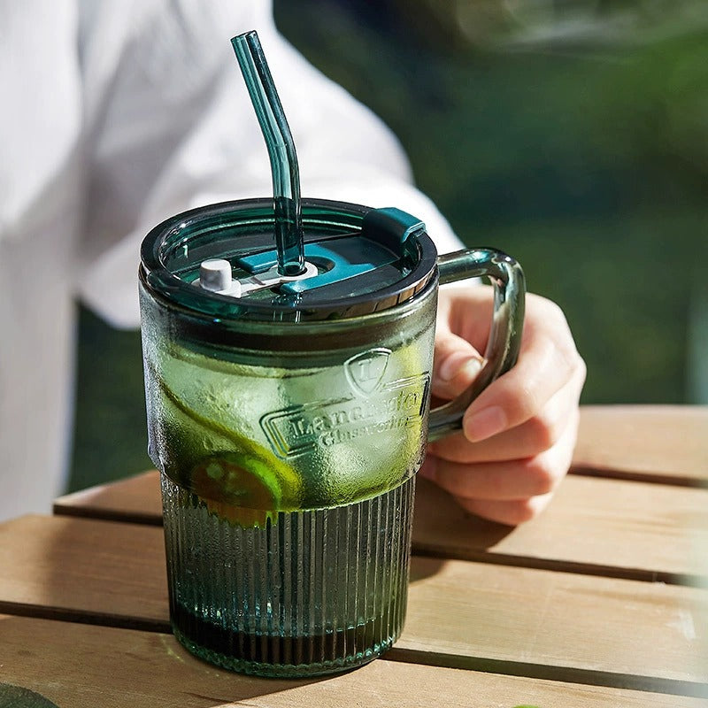 Green Frosted Tumblr With Straw