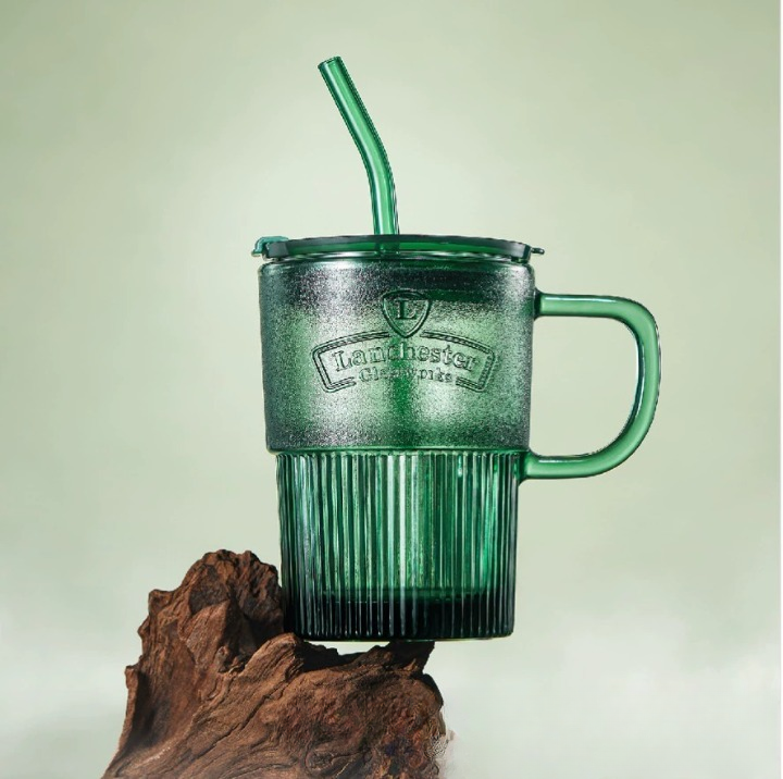 Green Frosted Tumblr With Straw