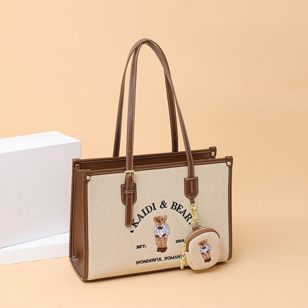 Embroidered Teddy Tote Bag
