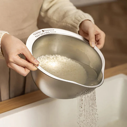 Rice Washing Strainer Bowl
