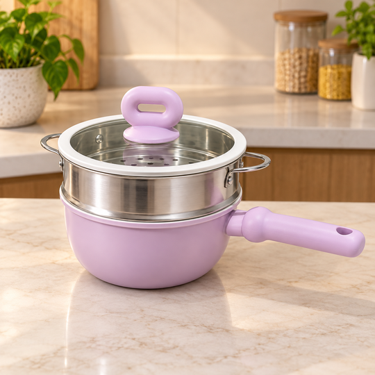 2 in 1 Everyday Cook Pot with steamer and glass lid