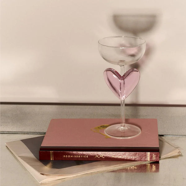 Pink Heart Coupe Glass