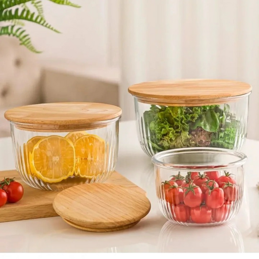 Round Container with Wood lid