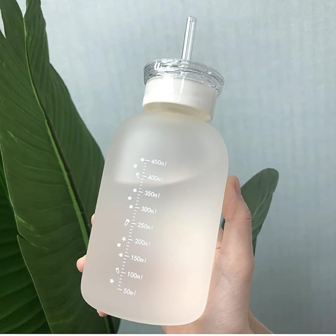 Daisy Glass Bottle with Straw