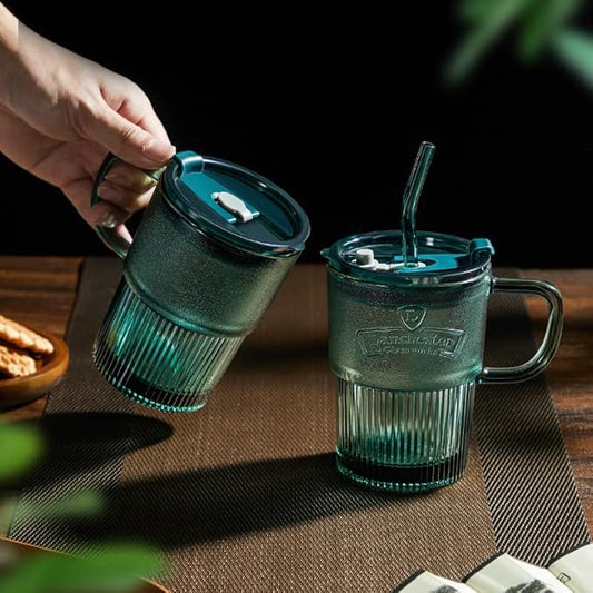 Green Frosted Tumblr With Straw